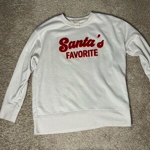 Shiraleah White Sweater with Red Santa's Favorite Design